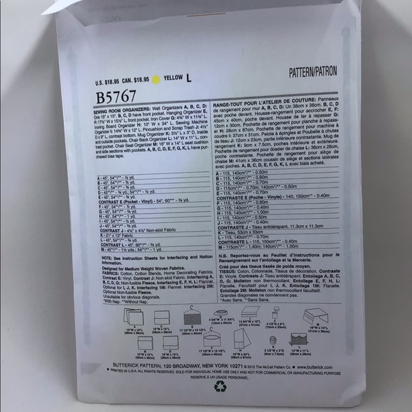 Butterick Pattern B5767:  SEWING ROOM ORGANIZERS NWT - Picture 2 of 8